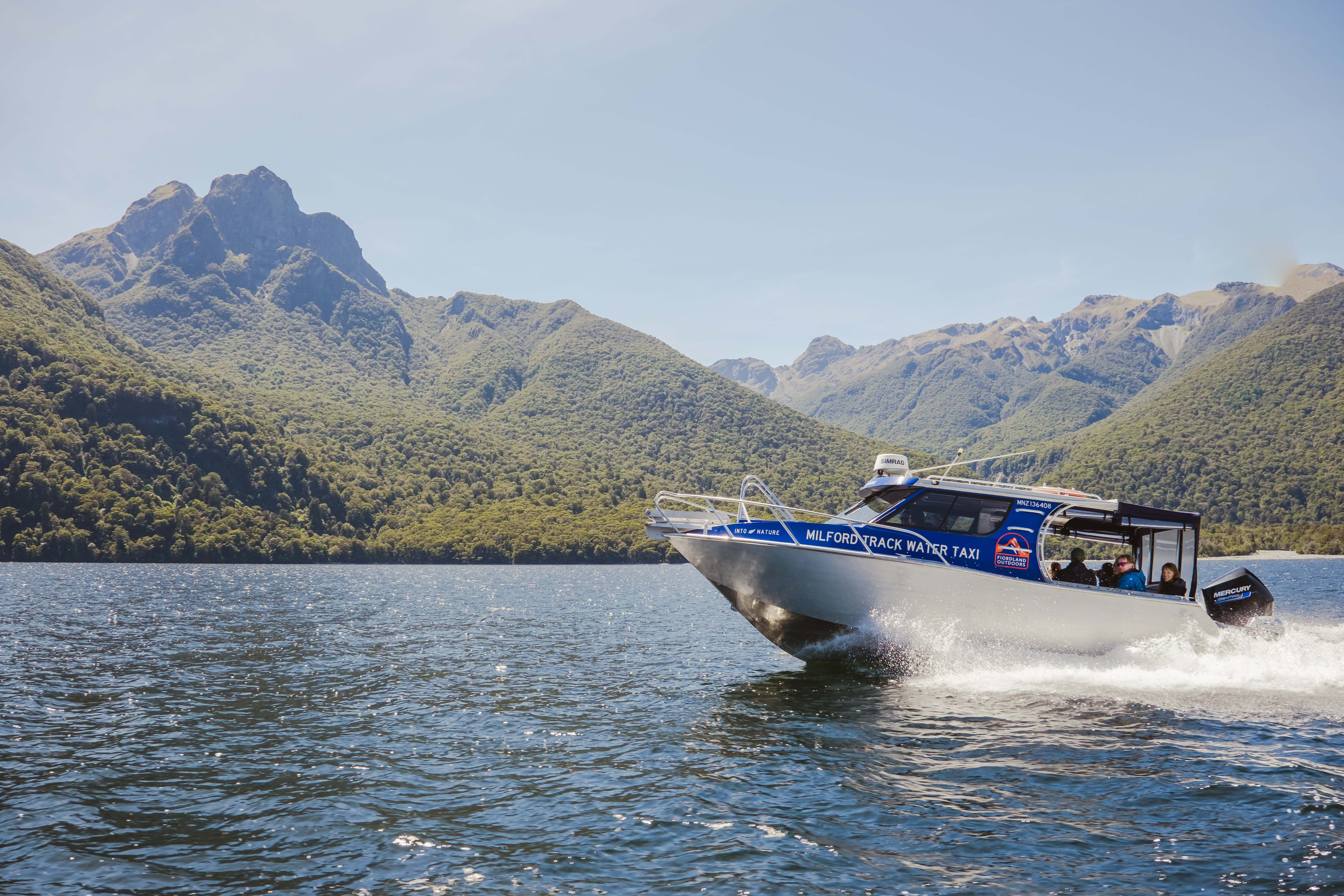 Water Taxi Return. Te Anau Downs to Glade Wharf, Sandfly Point to Milford Sound, (Deep Water Basin).
